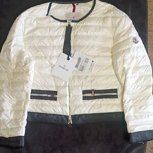 Moncler Women's Cream and Black Puffer Jacket